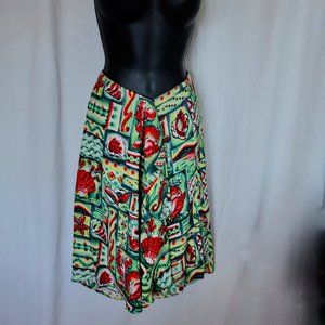 Unique Vintage Tropical Print Wrap Skirt